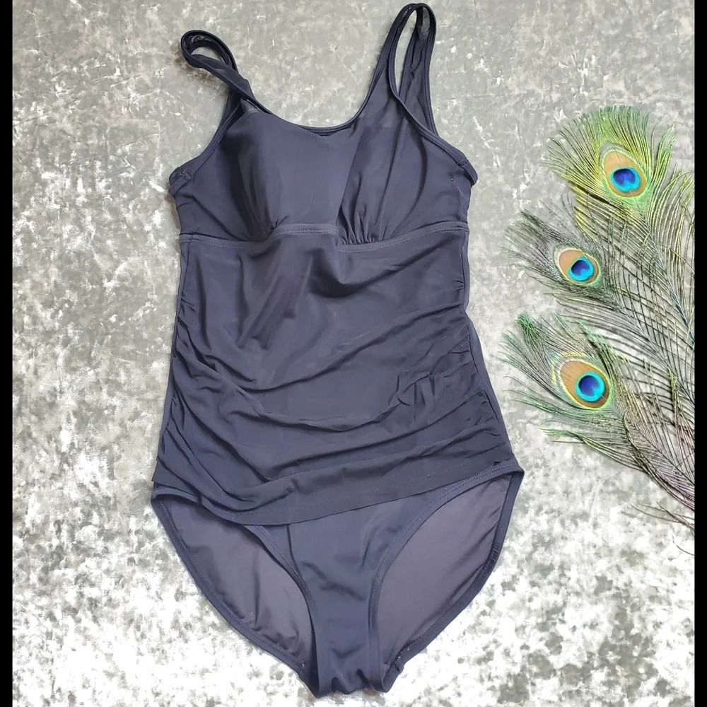 Tropical Escape‎ Black Mesh One Piece Swimsuit